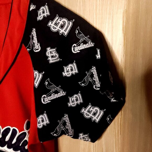 MLB St. Louis Cardinals Red Jersey Blue Sleeves Medium - Picture 5 of 9